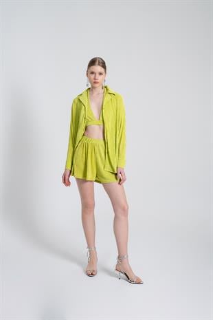 Beli Lastikli Mini Comfy Şort Yeşil