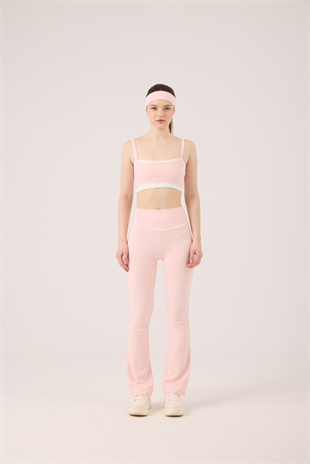 Yüksek Bel Flare Fabiola Tayt Pantolon Pembe