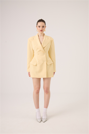 Belden Oturmalı Galina Blazer Ceket Sarı