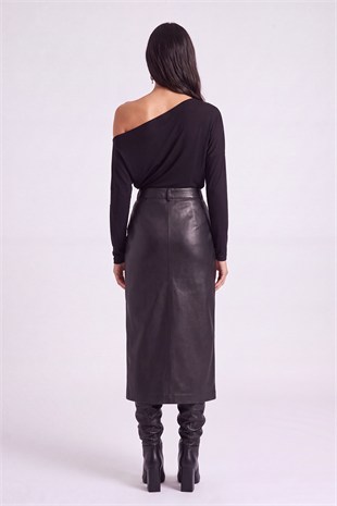 Hera Leather Skirt Black