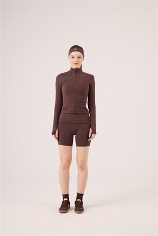 Beli Kıvrımlı Mini Kacie Şort Kahve
