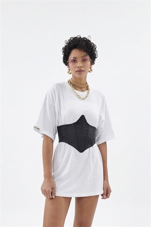 Arkası Gipeli Satin Korse Siyah