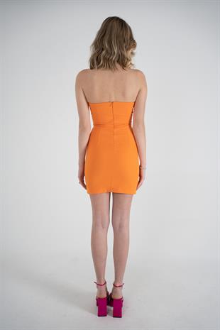 Yırtmaçlı Mini Boy Balenli Laura Elbise Truncu