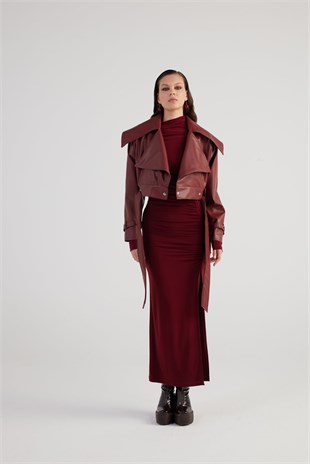 Neeko Leather Jacket Claret Red