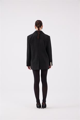 Strip Blazer Jacket Black