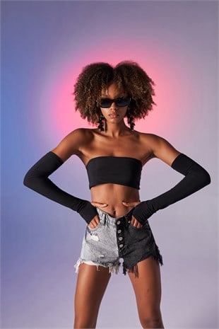 Straplez Model Noir Bluz Siyah