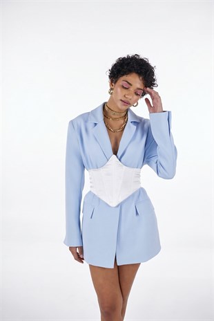 Arkası Gipeli Satin Korse Beyaz