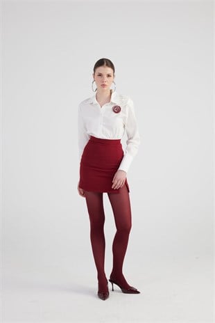 Gül Detaylı Poplin Madison Gömlek Beyaz