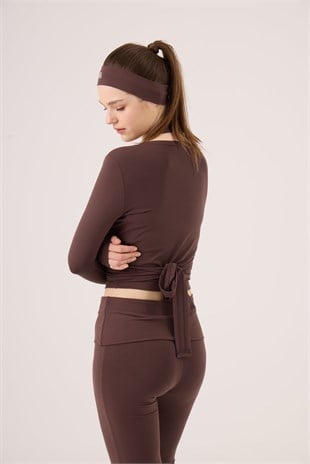 Bağlamalı Crop Kesim Ellen Bolero Kahve