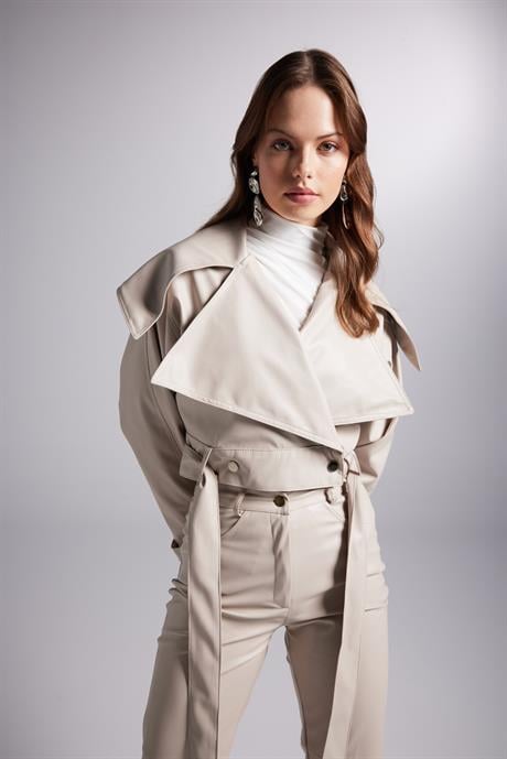 Neeko Leather Jacket Beige