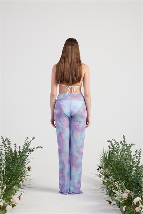 Shirred Pareo Pantolon Lila