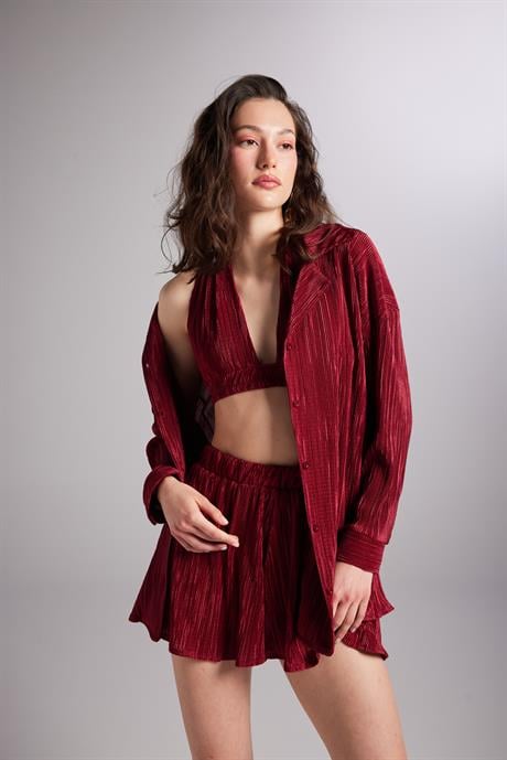Comfy Oversize Shirt Claret Red
