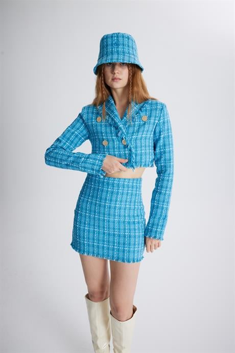Tweed Ceket Mavi