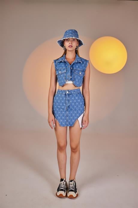 H Print Bucket Hat Blue