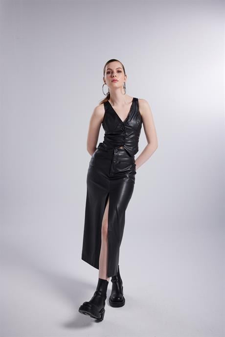 Hera Leather Vest Black