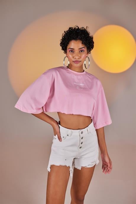 Holly Crop Tshirt Pembe