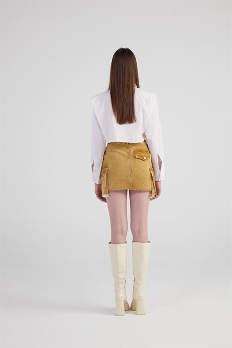 Rusted Jean Skirt Camel