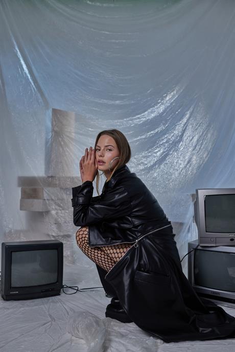 Holly Deri Trenchcoat Siyah