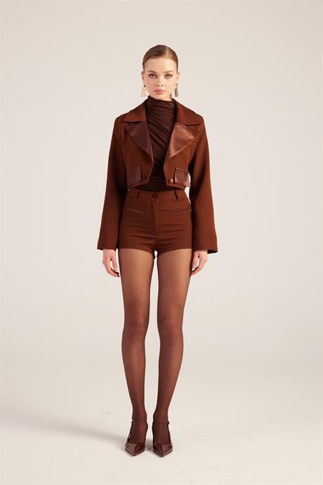 Camila Crop Blazer Jacket Brown