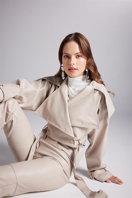Neeko Leather Jacket Beige