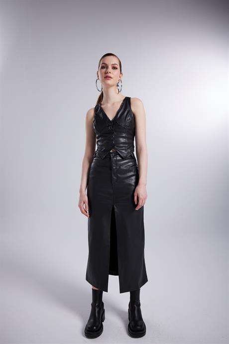 Hera Leather Skirt Black