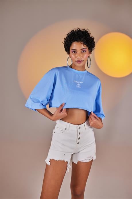 Holly Crop Tshirt Mavi