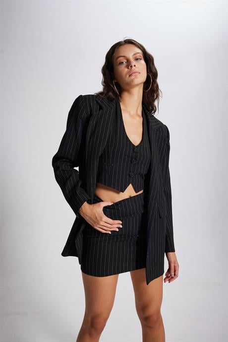 Striped Yelek Siyah