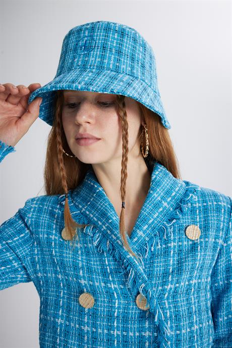 Tweed Bucket Hat Blue