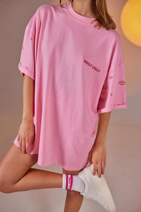 Eye Tshirt Biker Takım Pembe