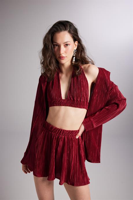 Comfy Oversize Shirt Claret Red