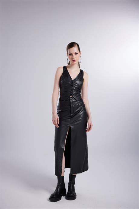 Hera Leather Skirt Black