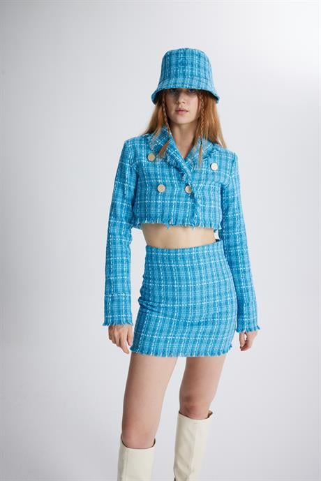 Tweed Ceket Mavi