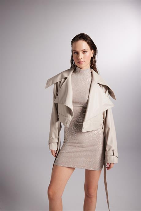 Neeko Leather Jacket Beige