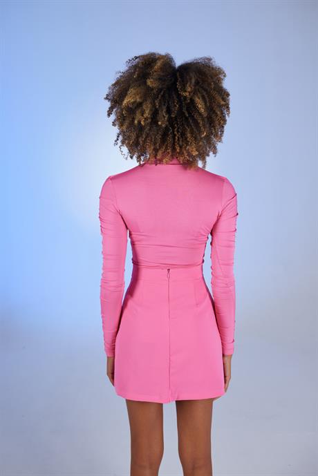 Draped Bluz Pembe