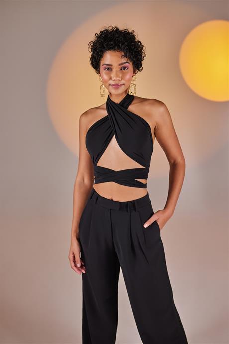 Wrap Top Siyah