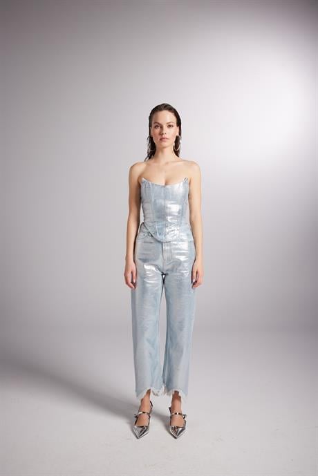 Glossy Jean Pantolon Mavi