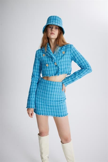 Tweed Ceket Mavi