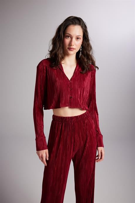 Comfy Crop Shirt Claret Red