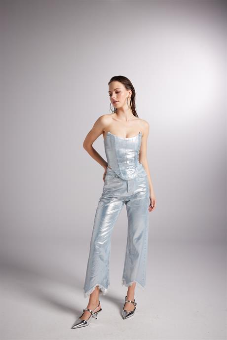 Glossy Jean Pantolon Mavi