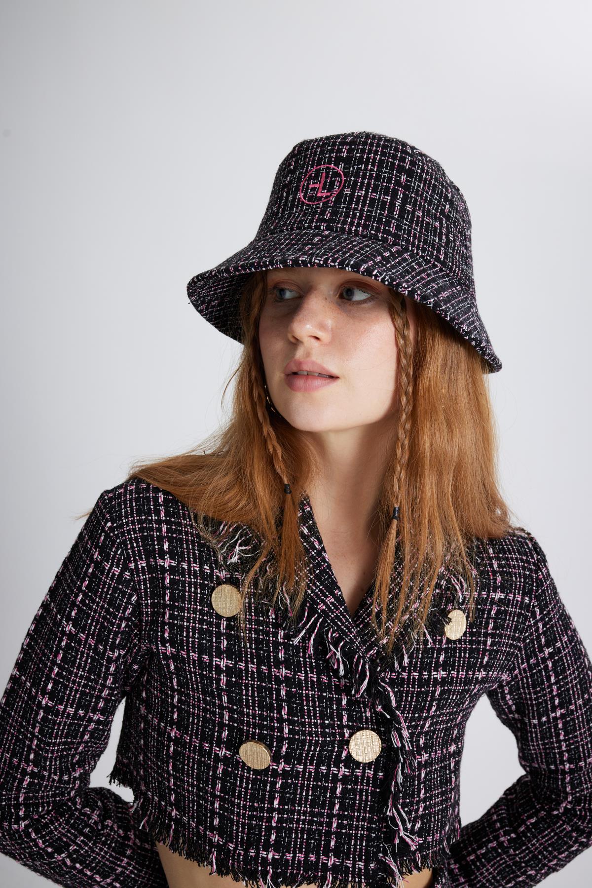 Tweed Bucket Şapka Siyah