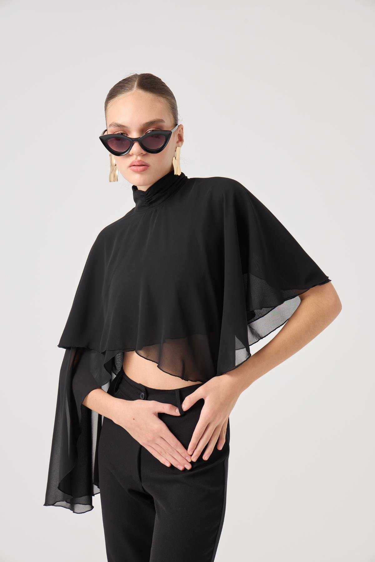 Pelerin Model Bena Bluz Siyah