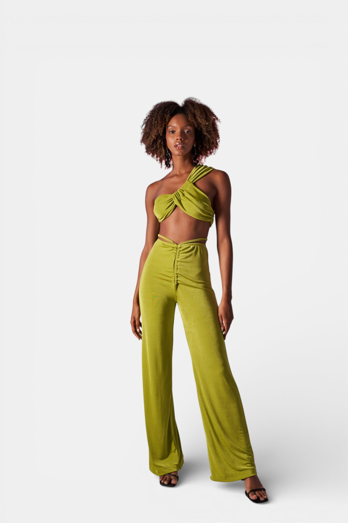 Yüksek Bel Bağlama Detaylı Beatrice Pantolon Yeşil