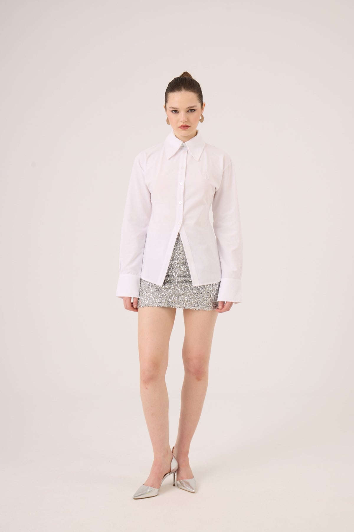 Paula Shirt, White, Fitted Waist