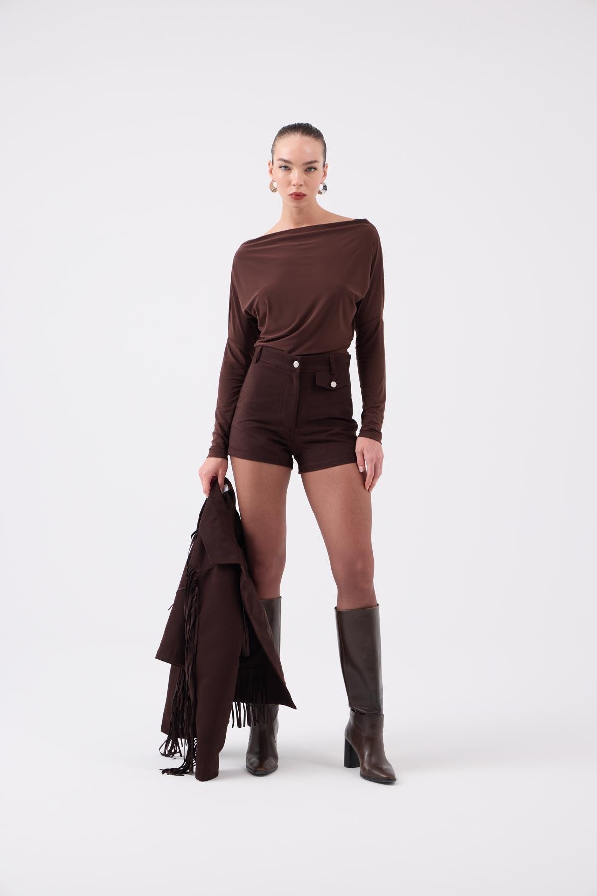 Valeri Suede Shorts Brown