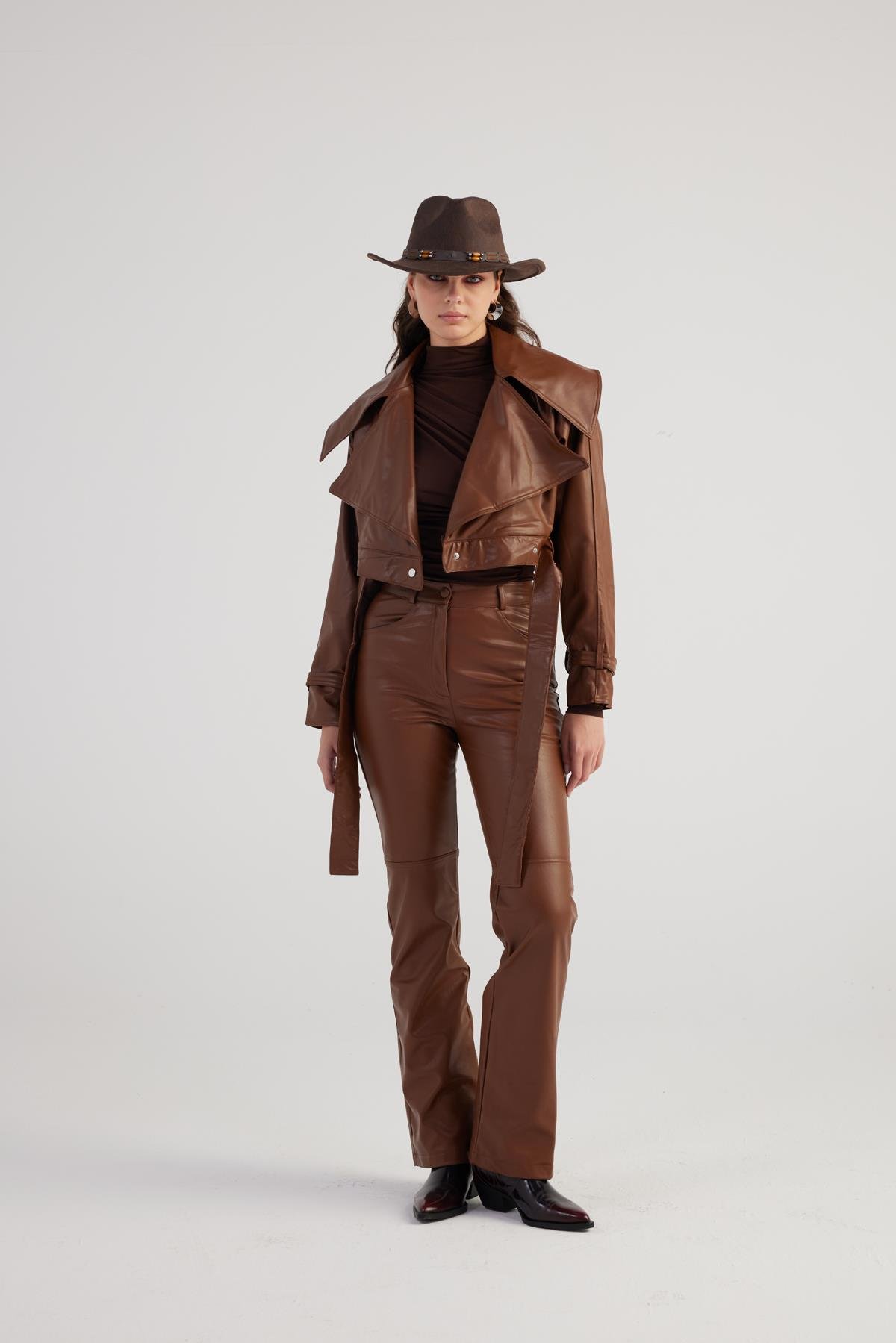 Dolores Leather Trousers Brown