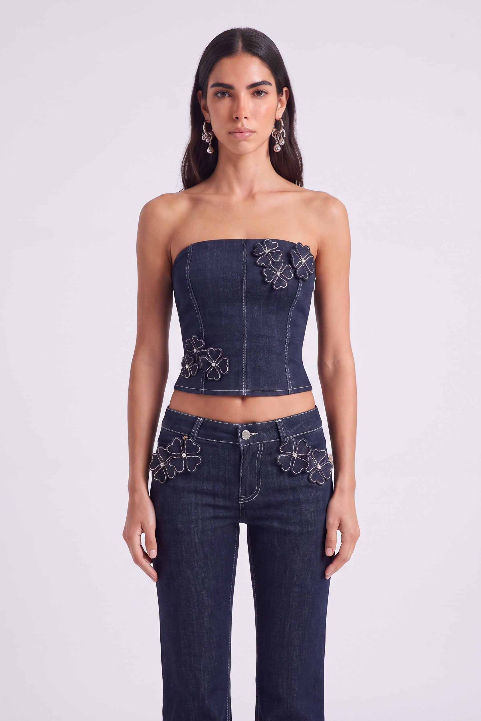 Clover Jean Bustier Navy Blue