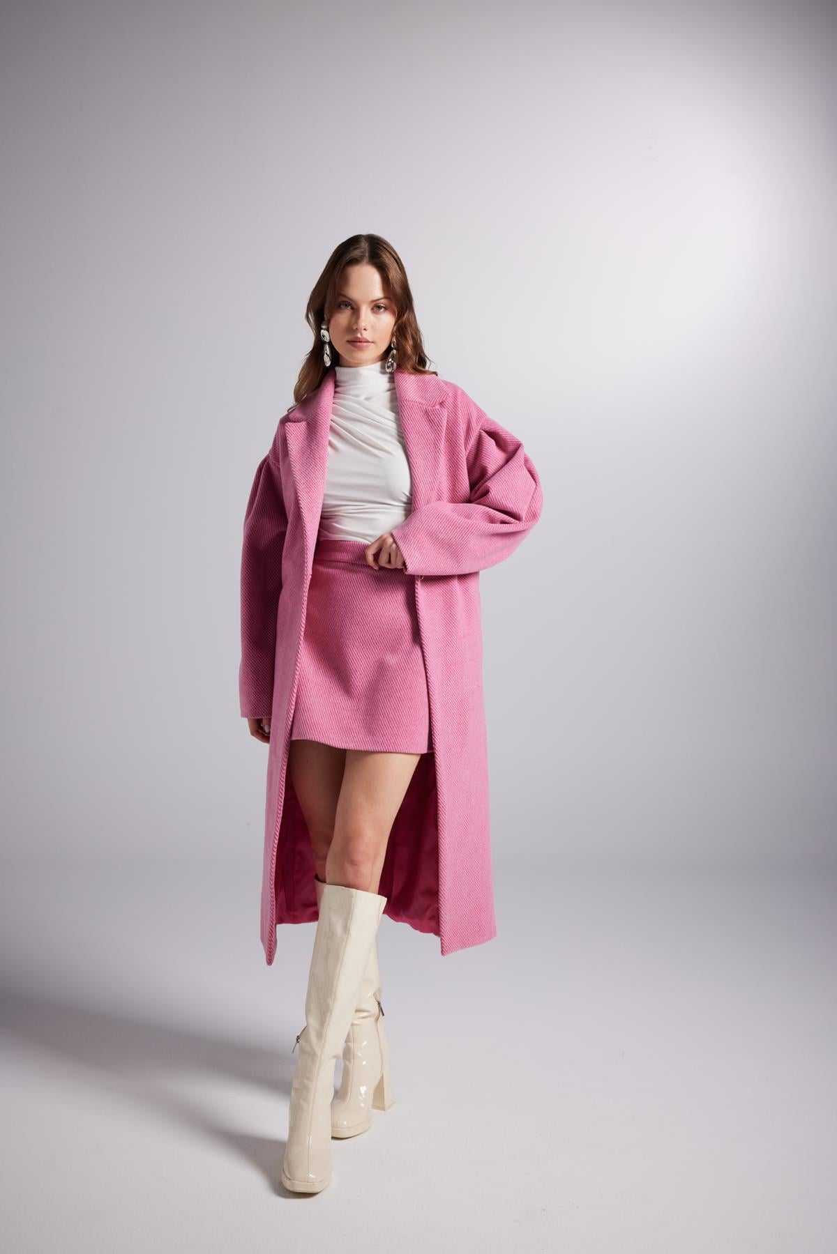 Çan Model A Kesim Mini Kaşe Mira Etek Pembe