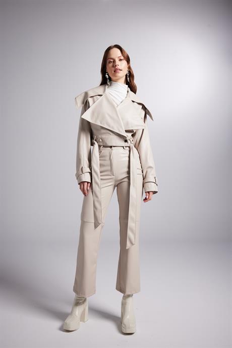 Neeko Leather Jacket Beige