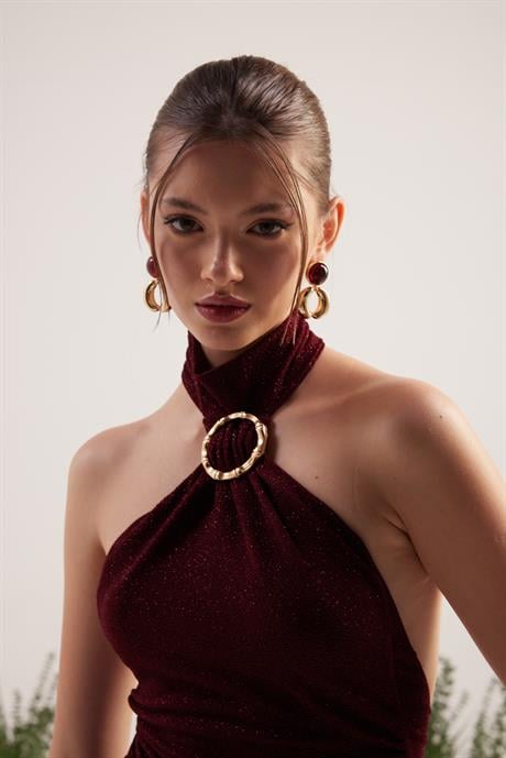 Abbey Elbise Bordo