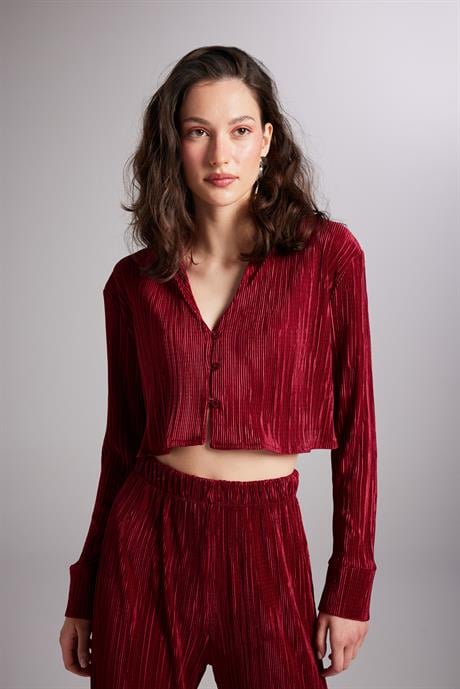 Comfy Crop Shirt Claret Red